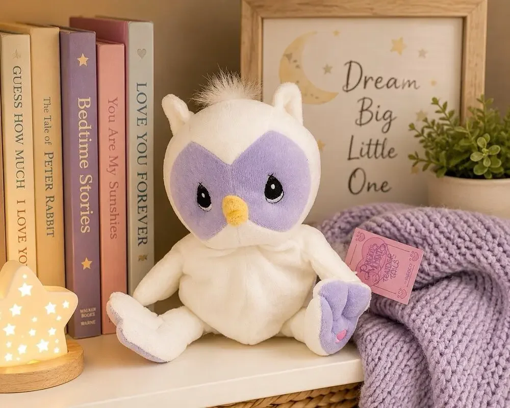 1998 Precious Moments Tender Tails White Owl Plush Enesco 8” w/ Tag VTG